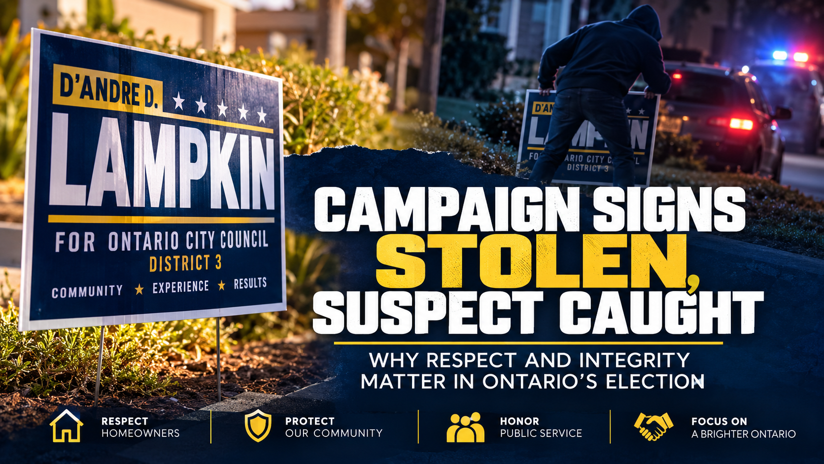Campaign Signs Stolen, Suspect Caught: Why Respect and Integrity Matter in Ontario's Election