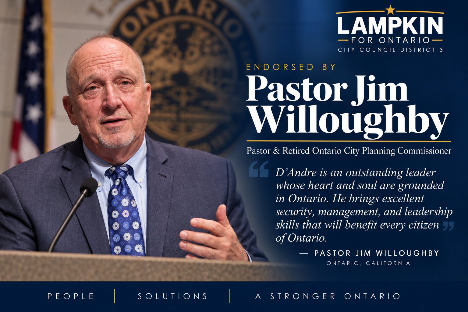 Pastor Jim Willoughby Endorses D'Andre Lampkin for Ontario City Council District 3