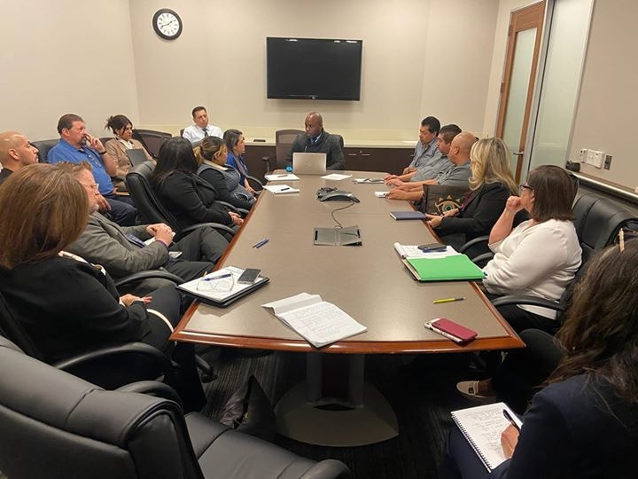 D'Andre Lampkin briefing city officials, community leaders, and federal officials on Census 2020 outreach plans